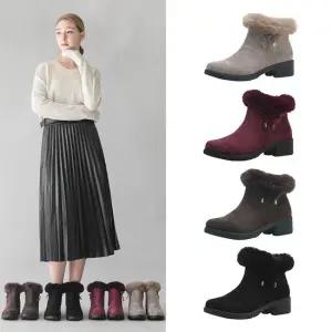 [올리] 래빗 트리밍 앵클 부츠 6cm