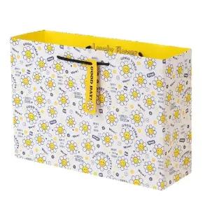 플라워 종이 쇼핑백-중 화이트 10p 약36x11x25cm포장백 가방 봉투 선물 종이백 케이스