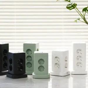 [지클릭커]타워 12구 16A 메인스위치 USB 멀티탭 (2m)