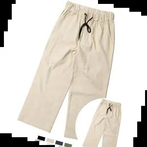남자밴딩팬츠 남자 베이지 린넨팬츠 와이드 8부 여름 허리 편한바지