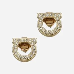 [페라가모]6S 760123 696576 간치니 크리스탈 이어링 골드