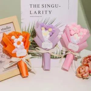 [큰손할인] 미니니트꽃다발 꽃선물 졸업식꽃다발 조화 기념일 생일 뜨개꽃 작은꽃다발