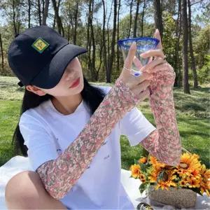 여성 가벼운 꽃무늬 팔토시 1P 시스루 자외선 차단 fFy2+1iVZ