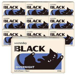 시크릿데이 블랙 날개형생리대 오버나이트 10Px10팩