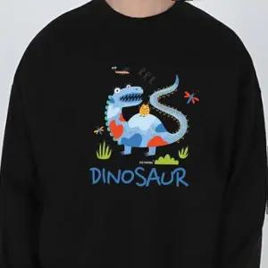 키밍 공룡 맨투맨 그림 긴팔 블랙 화이트 데일리 티