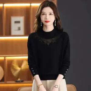 마르소 여성라운드니트티 겨울 레이스 펀칭 울 니트 가을 겨 이너 탑 힛템