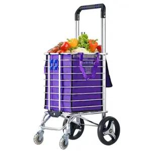 2륜 버전 쇼핑 큰바퀴 EVA 폴딩 시장바구니 휴대용 카트