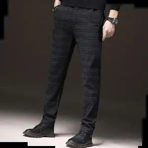 남자반바지 베이직 체크 패턴 슬랙스 허리 밴딩 남성 일자 팬츠