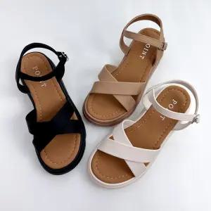 슈즈플랜 2404 엑스 스트랩 샌들 3color여름 플랫슬리퍼 패션 여성 여성스 스샌들