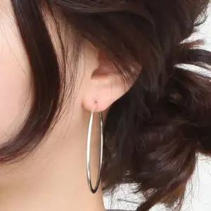포인트귀걸이 92.5 실버 파이프 후프 링 은 귀걸이 50mm