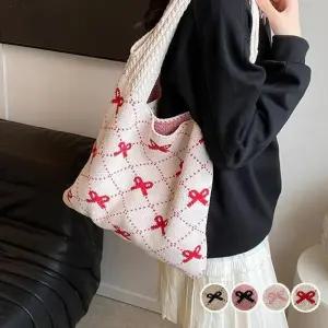 [라일리] Rly 리본 배색 니트 숄더백