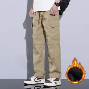남성 3컬러 기모 겨울 밴딩 카고 와이드 팬츠
