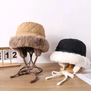 [모두쇼핑]여자 패딩 퀼팅 퍼 귀달이 모자 겨울 따뜻한 버킷햇 여성모자 방한모자 털벙거지 겨울융털모자