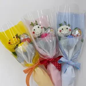 스마일폼폼 비누꽃 킨더조이꽃다발 메세지라벨 미니 간식 꽃다발 발표회 입학식 공연 선물 조화 중학생