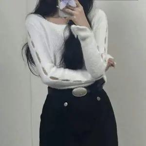 앙고라 BZ56XZ24 사이드 암 포인트 크롭 긴팔 니트 3color