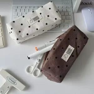 모든 도트 코듀로이 필통 파우치 학생 사무용 지갑 땡땡이 펜슬케이스 문구 필기구