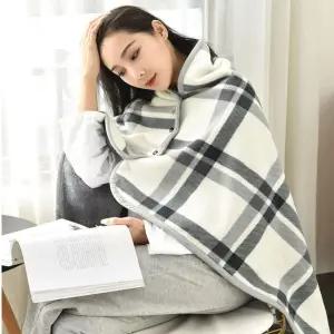 플리스 극세사 똑딱이 담요 망토 체크 다용도
