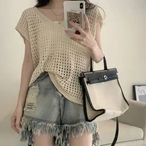 4컬러 BC77HB71 가볍고 시원한 브이넥 펀칭 니트조끼 베스트