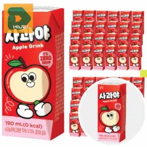 아이들용 사과주스 48p 간식 휴대용 팩음료 보충 과일음료 어린이 필수 영양 무설탕 190ml 소풍 제로슈거