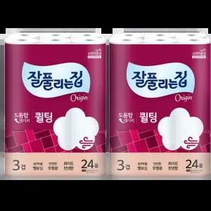 잘풀리는집 더도톰한 3겹 퀼팅 30m 24롤 2팩