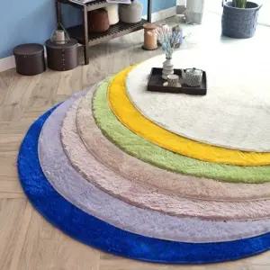 비비드 항균 롱파일 극세사 원형 카페트 침실 거실 러그 150R