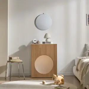 [아도라퍼니처]아도라퍼니처 원형 콘솔 수납장 벽거울 세트 LED등포함 600