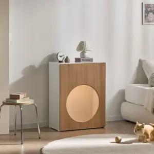 [아도라퍼니처]아도라퍼니처 원형 콘솔 수납장 600 LED등포함