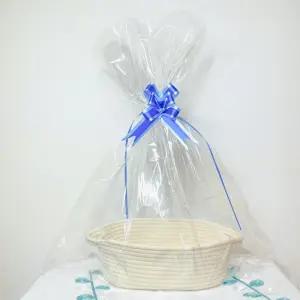 지퍼세븐 셀로판 백 리본 보우가 달린 투명 바구니 선물 바구니용 24인치 x 30인치 대형 랩 첼로 결혼