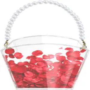 파데코르 클리어 플라워 걸 바구니 부채꼴 결혼식 꽃잎 진주 손잡이 아크릴 꽃꽂이로 색종이 조각 장식