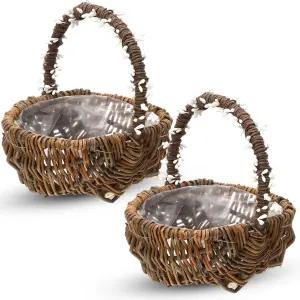 레몬로드 크리스마스 플라워 걸 바구니 빈티지 베리 바인 포장 작은 위커 결혼식 꽃 장식 캔디 가든 홈