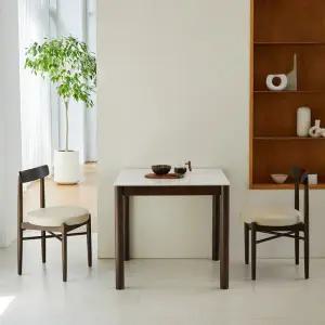 베스트리빙 루빈 라운드 800 사각 포세린 통 세라믹 2인 식탁 테이블 원목프레임  (단품)