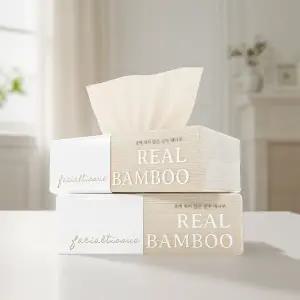 휴홈 먼지없는 순수 대나무 팝업 티슈 3겹 125매 12팩