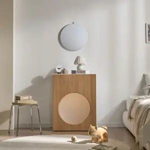 아도라퍼니처 원형 콘솔 수납장 벽거울 세트 LED등포함 600