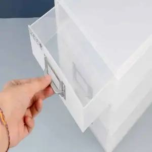 ( )아이박스 중형 3단 간편수납함 사무실책상꾸미기 투명서랍정리함