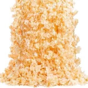 AWARDSEN 11.8피트 샴페인 벚꽃 화환 2개 꽃 실크 덩굴 결혼식 파티 사쿠라 귀여운 봄 장식용