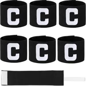 축구용 캡틴 암 밴드 6팩 7x33cm/2.75x13인치 흑인 암밴드 조정 가능한 리더 팀 스포츠 성인 유소년