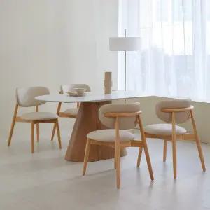 콘 타원형 노아 1600 내츄럴 4인 세라믹 테이블세트(의자형)