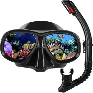 근시 스노클 장비 성인 청소년을 위한 드라이 세트 안티 포그 다이빙 마스크 및 스쿠버 스노클링