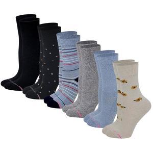 닥터 여성 양말 구속력 없는 루즈핏 와이드 탑 컴포트 하프쿠션 크루 6켤레