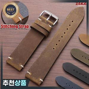 화웨이 시계 Gt3/Gt4 18/20/21/22/24mm 남성용 손목 팔찌 세이코 용 빈티지 브라운 가죽 밴드 스티치 소 스