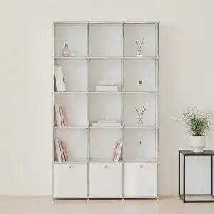 [포스트모던] 발렌 3X5 미드센츄리 거실 책장 1200 5단 C3 (3도어)