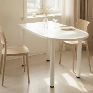 화이트 다이닝 식탁 반타원 테이블 1000*600