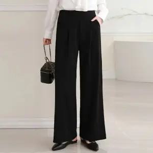 여성 국산 뒷밴딩 스판 무지 핀턱 와이드 일자 슬랙스 바지 정장 팬츠 -WPN0550- 봄 여름