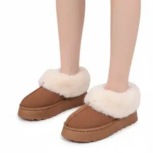 |CCS7DAF|여성용 데일리 편안한 캐주얼 털 슬립온 통굽 신발