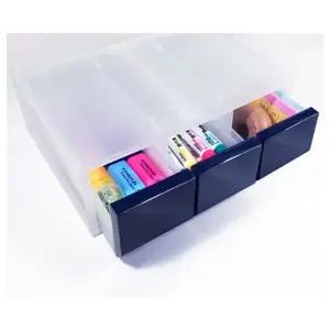 투웨이 수납함 3단 군청색 소품 정리함