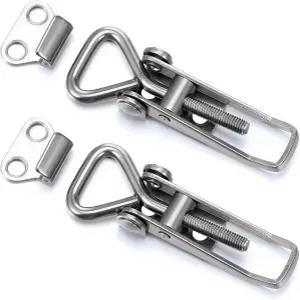 2PCS 304 스테인리스 스틸 토글 래치 클램프 헤비 듀티 조절 가능 패스트 락 해스프 쿨러 박스 케이스