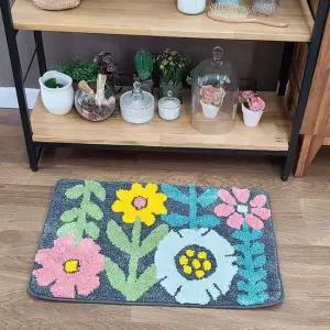 뽀송이 두툼 플라워매트주방 침실매트 50x135cm