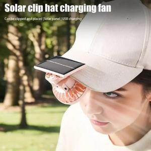 1개 태양열 휴대용 손잡이 클립 선풍기 USB 충전식 미니 선풍기 클립형 에어 쿨링 팬 여름 야외 하이킹 캠