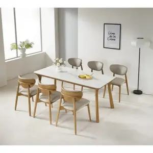 데코라인 라운지 6인용 고무나무 원목 세라믹(의자6) 식탁세트 테이블 방문설치