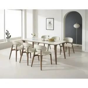 데코라인 워라벨 6인용 고무나무 원목 세라믹(의자6) 식탁세트 1800 테이블 방문설치(